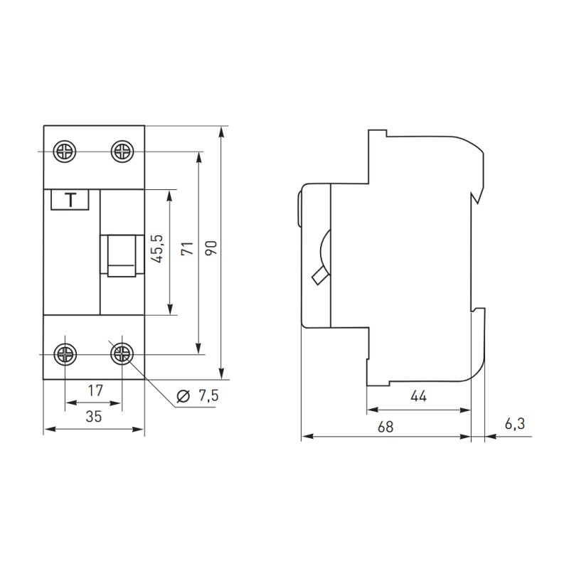 Устройство защитного отключения EKF ВДТ-40 63А, 30мА, тип АС, 2П