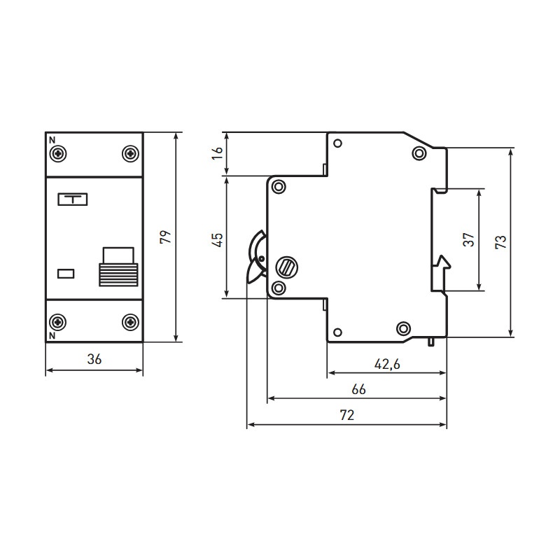 Автомат дифференциальный EKF АВДТ АД-12 4,5кА, С 10А, 30мА, тип АС, 1P+N