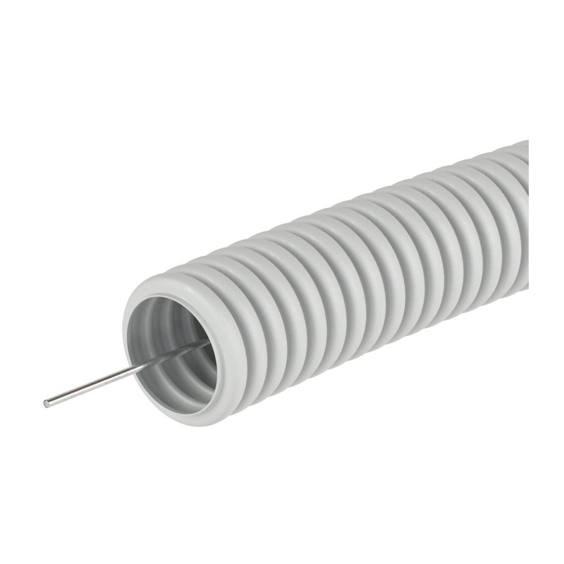 Труба гофрированная DKC ПВХ легкая с зондом, d=20 мм, серая (25п.м.)