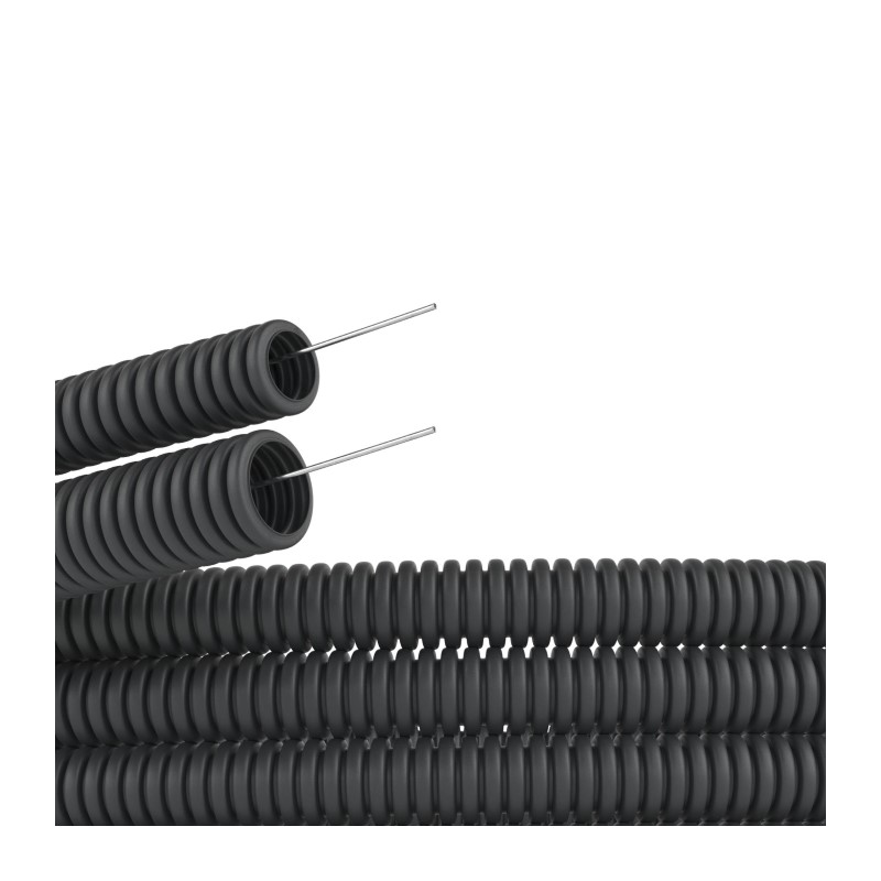 Труба гофрированная DKC ПНД легкая с зондом, d=20 мм, черная (100 п.м.)