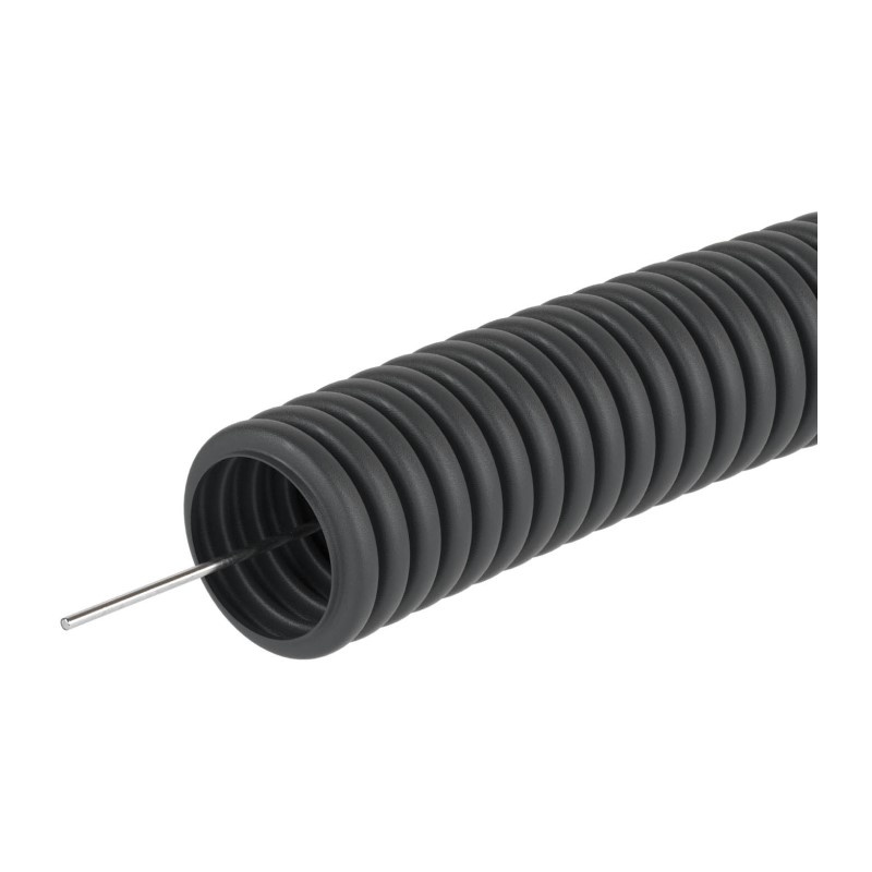 Труба гофрированная DKC ПНД легкая с зондом, d=25 мм, черная (50п.м.)