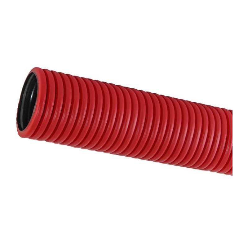 Труба ПНД двухстенная SN26 с зондом, d=50 мм, красная с муфтой (бухта 50 п.м.)