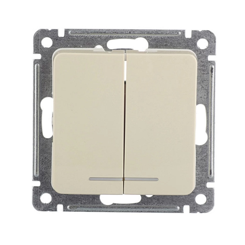 Выключатель с/у Master ВС10-452-01, 2 клавиши, с/инд, слоновая кость