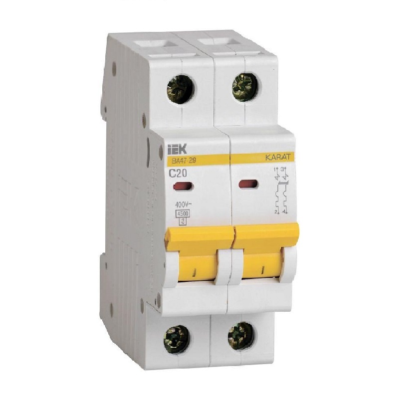 Автоматический выключатель IEK Karat ВА 47-29 4,5кА, С 20А, 2П, MVA20-2-020-C