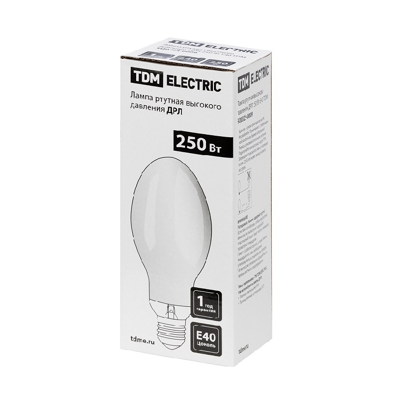 Лампа ртутная высокого давления E40, 250Вт, L/d=228/91мм (ДРЛ)