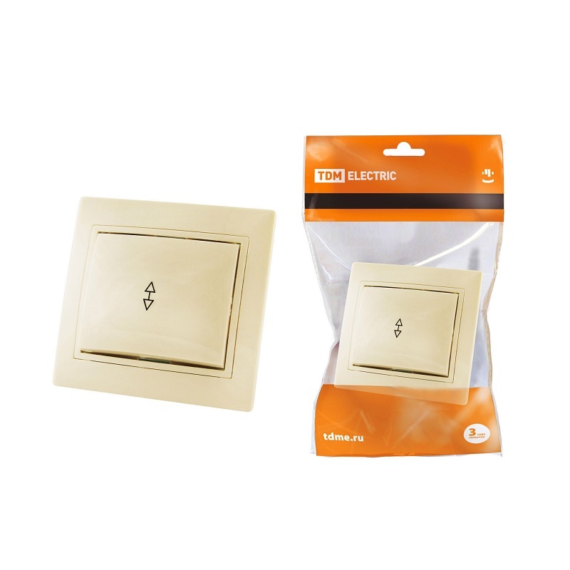 Переключатель с/у Таймыр SQ1814-0107, 1 клавиша, б/инд, слоновая кость