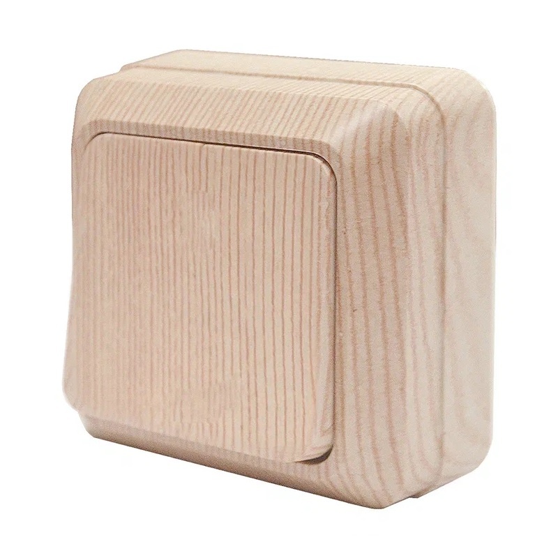 Выключатель о/у Олимп 5560797, 1 клавиша, б/инд, IP20, светлое дерево