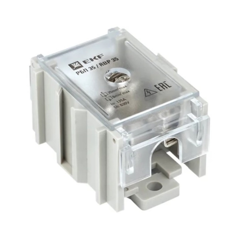 Распределительный проходной блок РБП35 125/50А 1х4-35мм2 / 4х1,5-6мм2