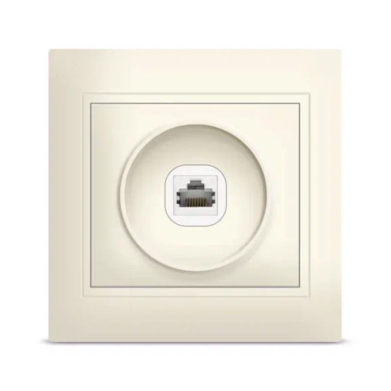 Розетка компьютерная Севиль RJ-45 Б-С0051 в сборе с/у, 1 гнездо, слоновая кость
