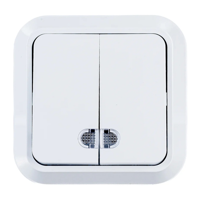 Выключатель о/у Makel 45123, 2 клавиши, с/инд, белый