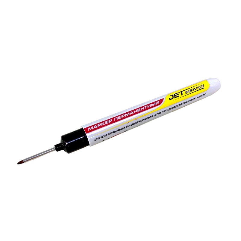 Маркер JetService перманентный разметочный с удлиненным наконечником черный 1мм