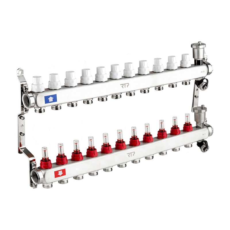 Группа коллекторная RTP 1"х3/4", 11 выходов, 70 градусов, 10 бар