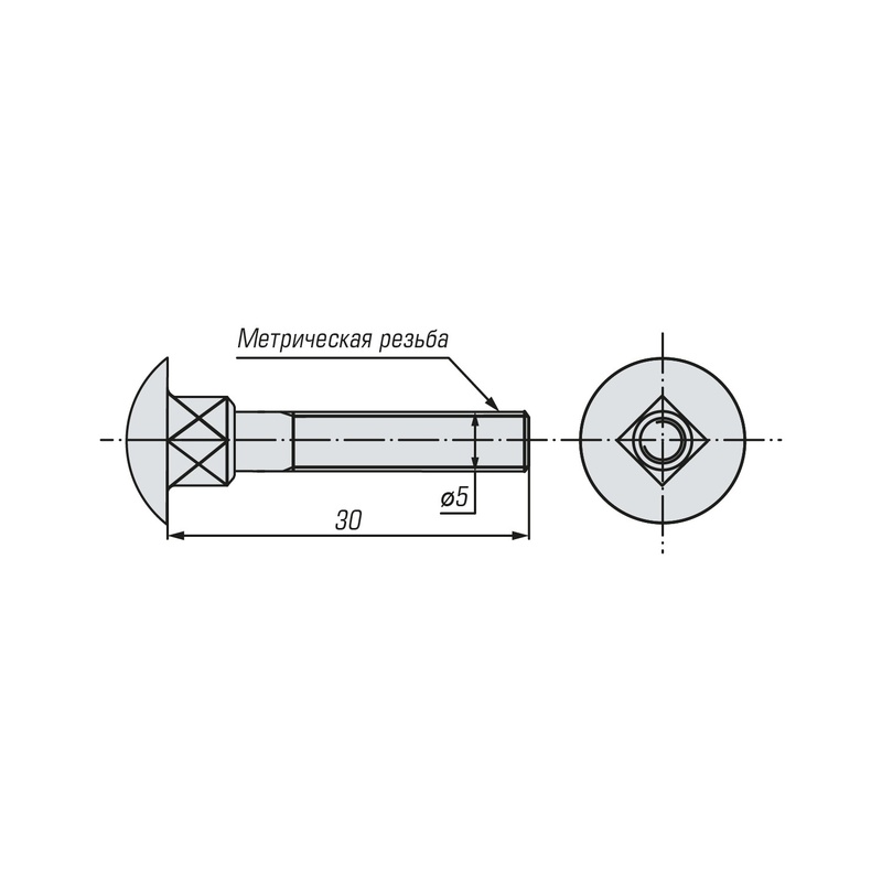 Болт мебельный SWFS DIN603 М5х30 (200 шт)