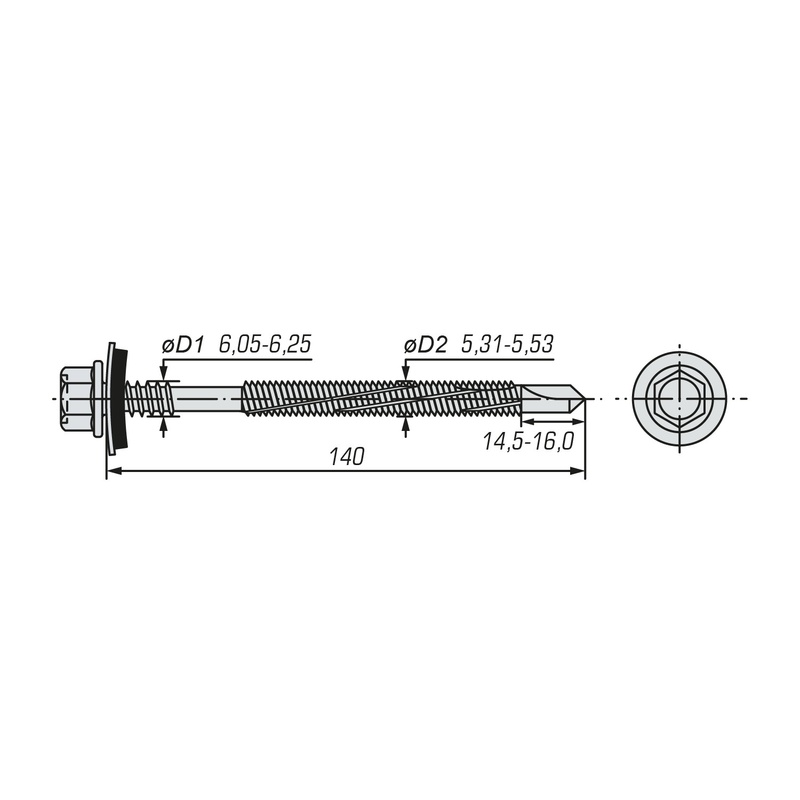 Саморез для сэндвич-панелей SWFS 6,3/5,5х140 (80 шт)
