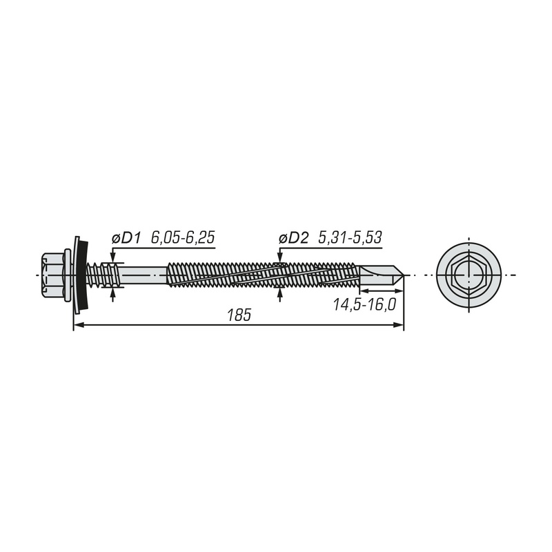 Саморез для сэндвич-панелей SWFS 6,3/5,5х185 (50 шт)