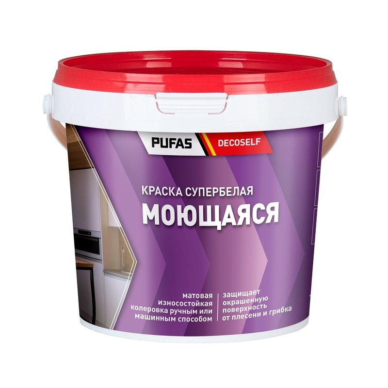 Краска моющаяся Pufas Decoself белая (1,4 кг)
