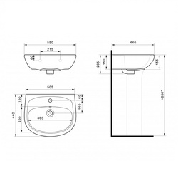 Раковина Santek Анимо 55, 550х440х205 мм