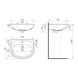 Раковина Santek Анимо 60, 585х475х205 мм