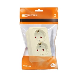 Розетка о/у Ладога SQ1801-0066, 2 гнезда, с/з, з/ш, слоновая кость