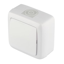 Выключатель о/у Alfa ВА10-211, 1 клавиша, б/инд, IP44, белый