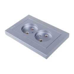 Розетка с/у Atlasdesign ATN000320, 2 гнезда, б/з, алюминий