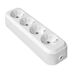 Колодка 4 гнезда E304 с/з, 16 А, 230 В, АВС-пластик, белая