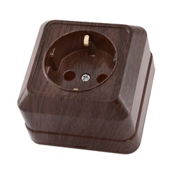 Розетка о/у Ладога SQ1801-0034, 1 гнездо, с/з, темное дерево