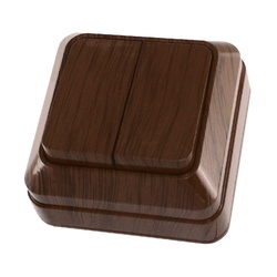 Выключатель о/у Ладога SQ1801-0028, 2 клавиши, б/инд, темное дерево