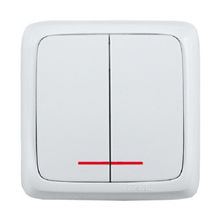 Выключатель о/у Alfa ВА10-154, 2 клавиши, с/инд, белый