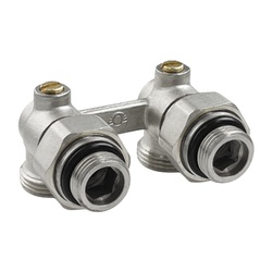 Узел нижнего подключения радиатора Н-образный, 1/2"х3/4" НР, угловой