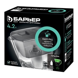 Фильтр-кувшин Барьер Прайм для очистки воды, 4,2 л с кассетой