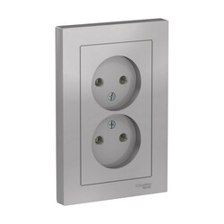 Розетка с/у Atlasdesign ATN000320, 2 гнезда, б/з, алюминий