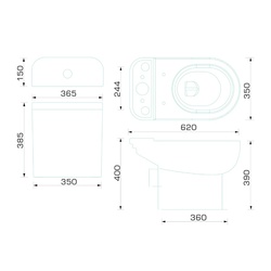 Унитаз-компакт Gesso Home de luxe W103, горизонт. выпуск, 620х365х785 мм