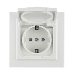 Розетка с/у Минск ERR16-029-100-44, 1 гнездо, с/з, з/ш и крышкой, IP44, белая