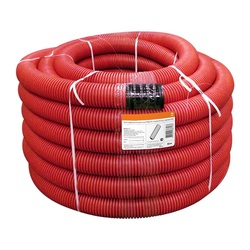 Труба ПНД двухстенная SN12 с зондом, d=110 мм, красная с муфтой (бухта 50 п.м.)